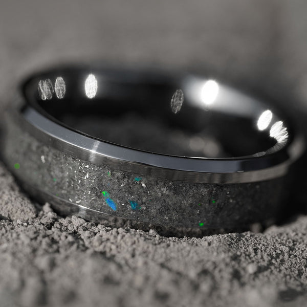 Black Titanium and Lab Diamond Triple Eternity Men's Ring Custom Made |  Revolution Jewelry