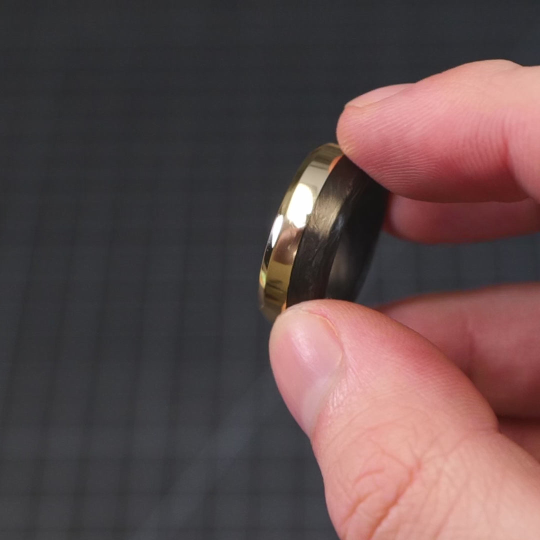 Gold and Forged Carbon Fiber Ring | Forged Carbon Fiber Liner