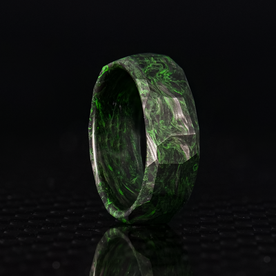 Obsidian Green Burl Carbon Fiber Ring - Patrick Adair Designs
