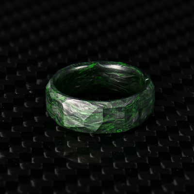 Obsidian Green Burl Carbon Fiber Ring - Patrick Adair Designs