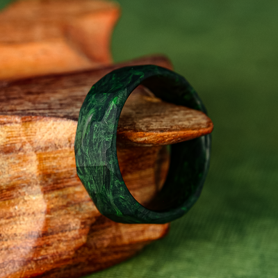 Obsidian Green Burl Carbon Fiber Ring - Patrick Adair Designs