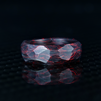 Obsidian Red Burl Carbon Fiber Ring - Patrick Adair Designs