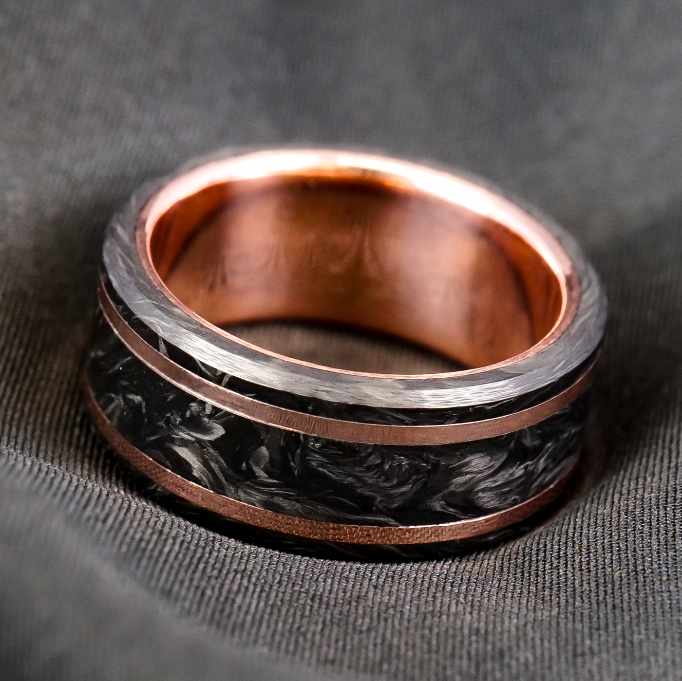 Forged Carbon Fiber and Gold Ring - Patrick Adair Designs