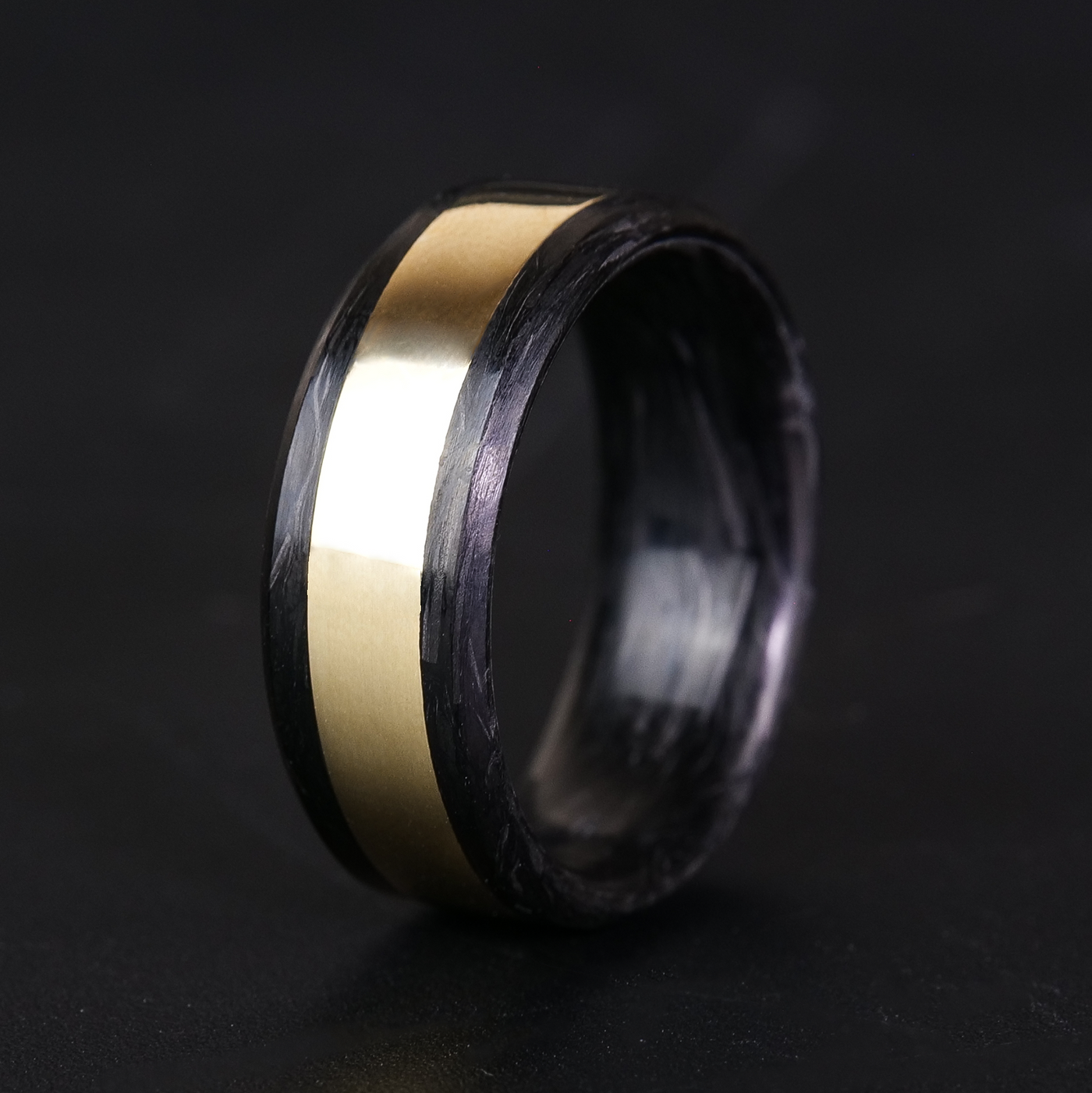 Forged Carbon Fiber Ring with Solid Gold Inlay - Patrick Adair Designs