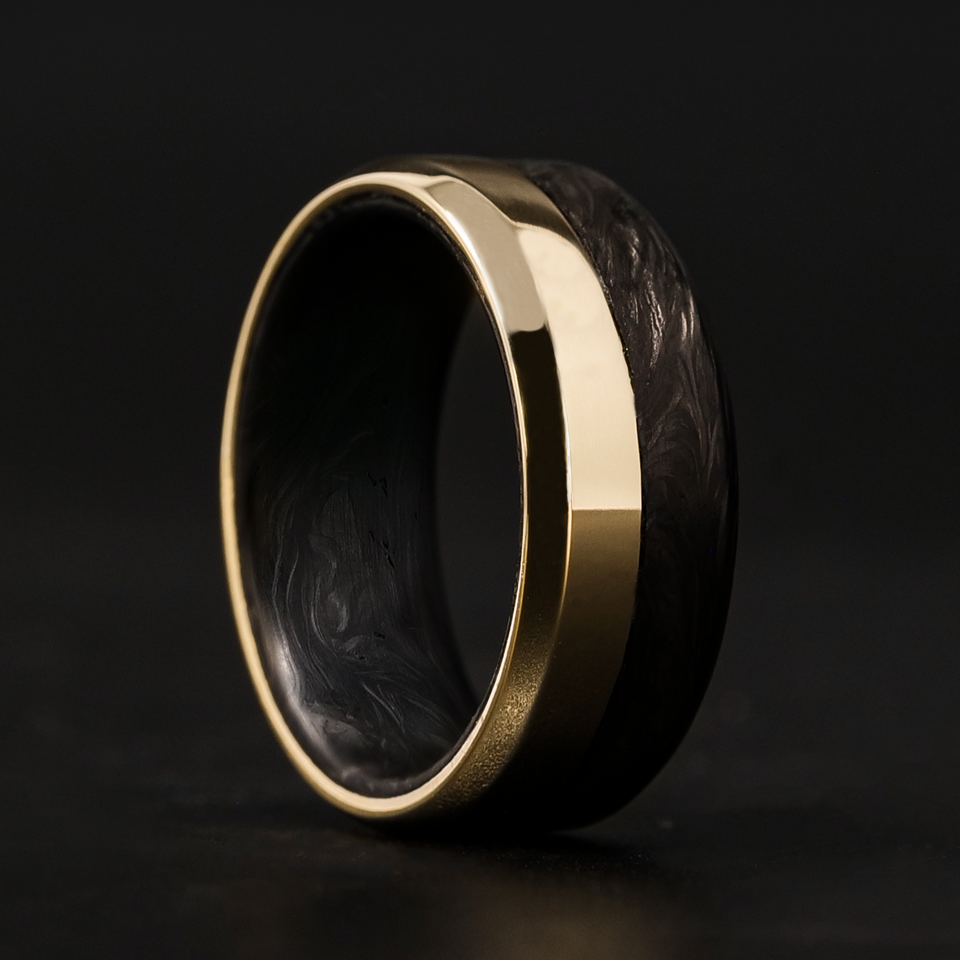 Gold and Forged Carbon Fiber Ring | Forged Carbon Fiber Liner | Handcrafted in The USA