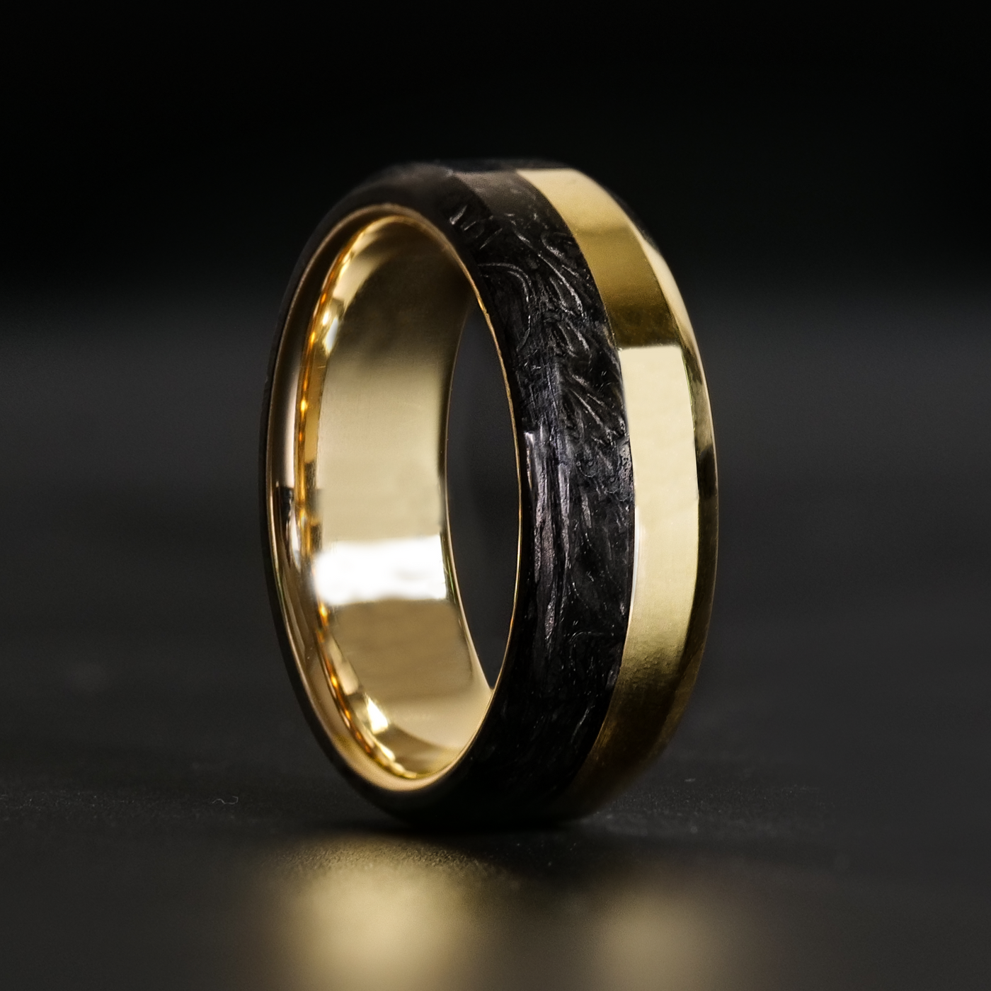 Gold and Forged Carbon Fiber Ring | Solid Gold Liner - Patrick Adair Designs