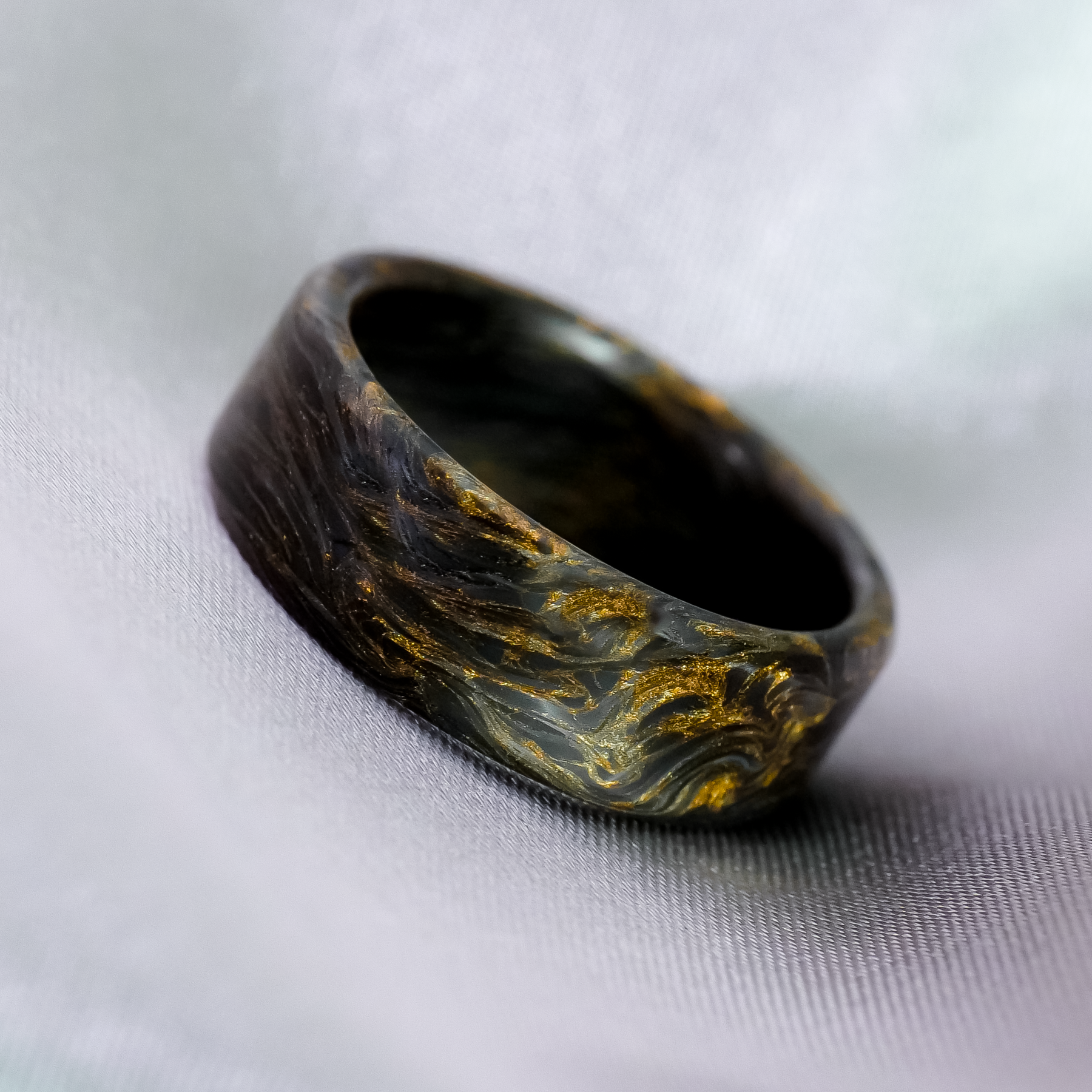 Gold Burl Carbon Fiber Ring | Patrick Adair Designs