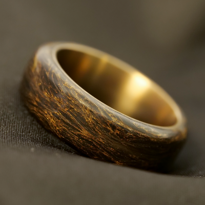Gold Burl Carbon Fiber Ring with Bronze Titanium Liner - Patrick Adair Designs