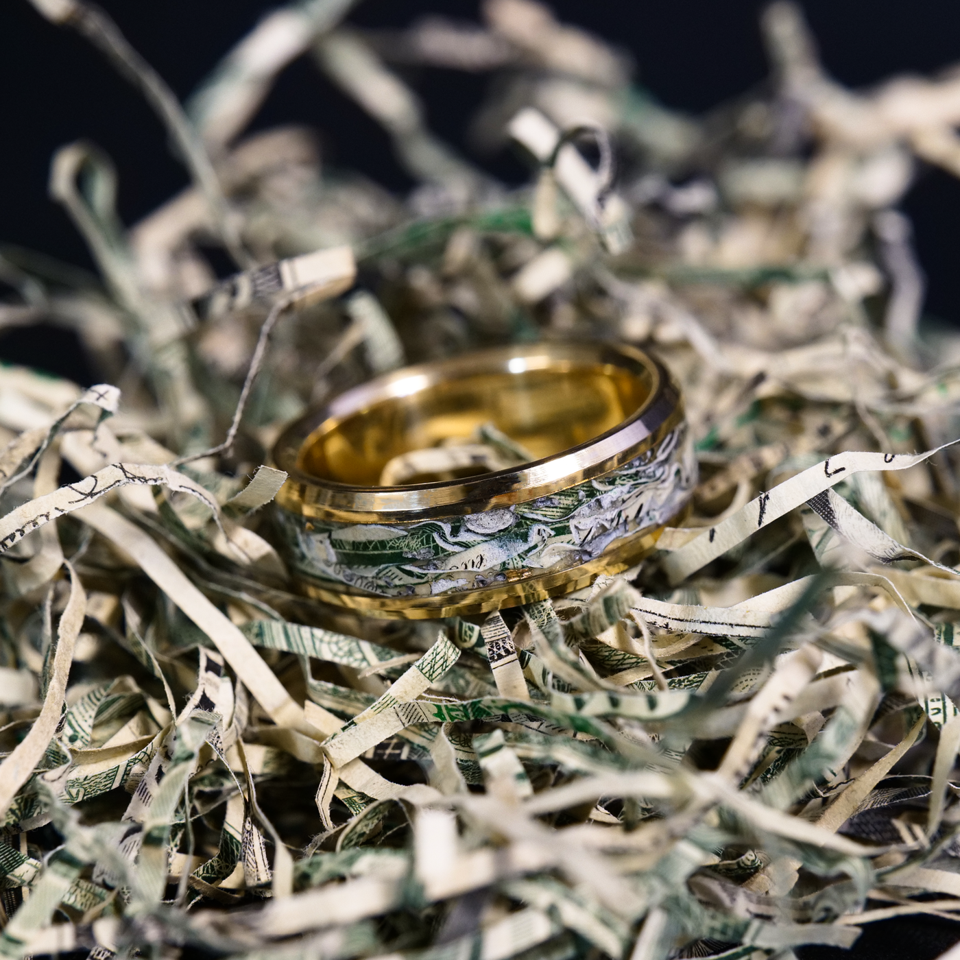 Solid Gold and Shredded Cash Glowstone Ring - Patrick Adair Designs