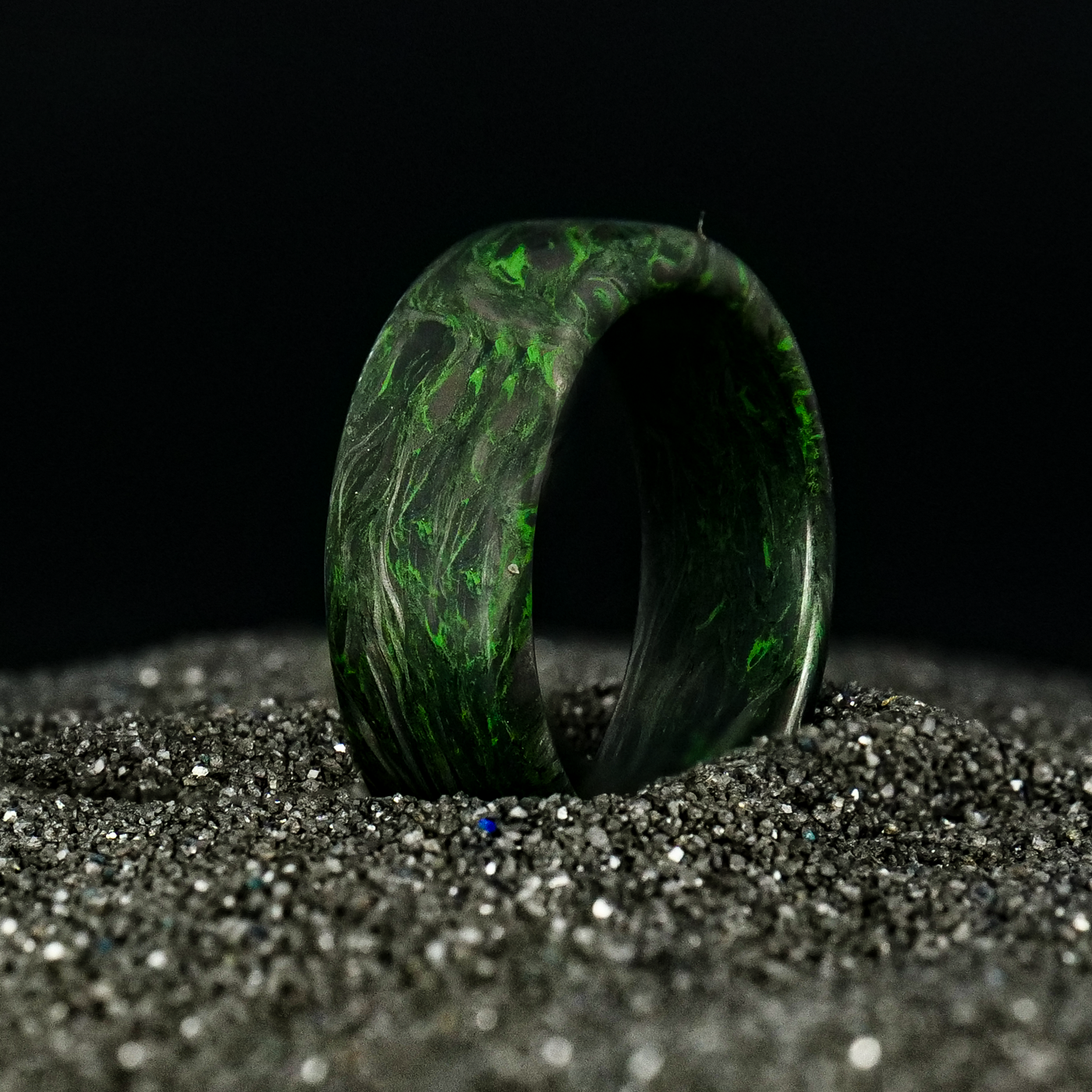 Green Burl Carbon Fiber Ring - Patrick Adair Designs