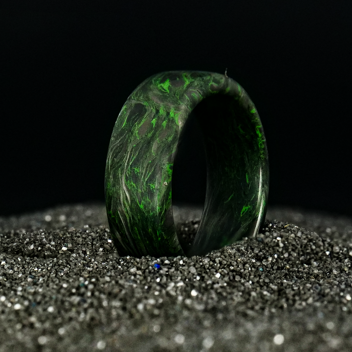 Carbon retailer Fiber Twill Green Glow Ring