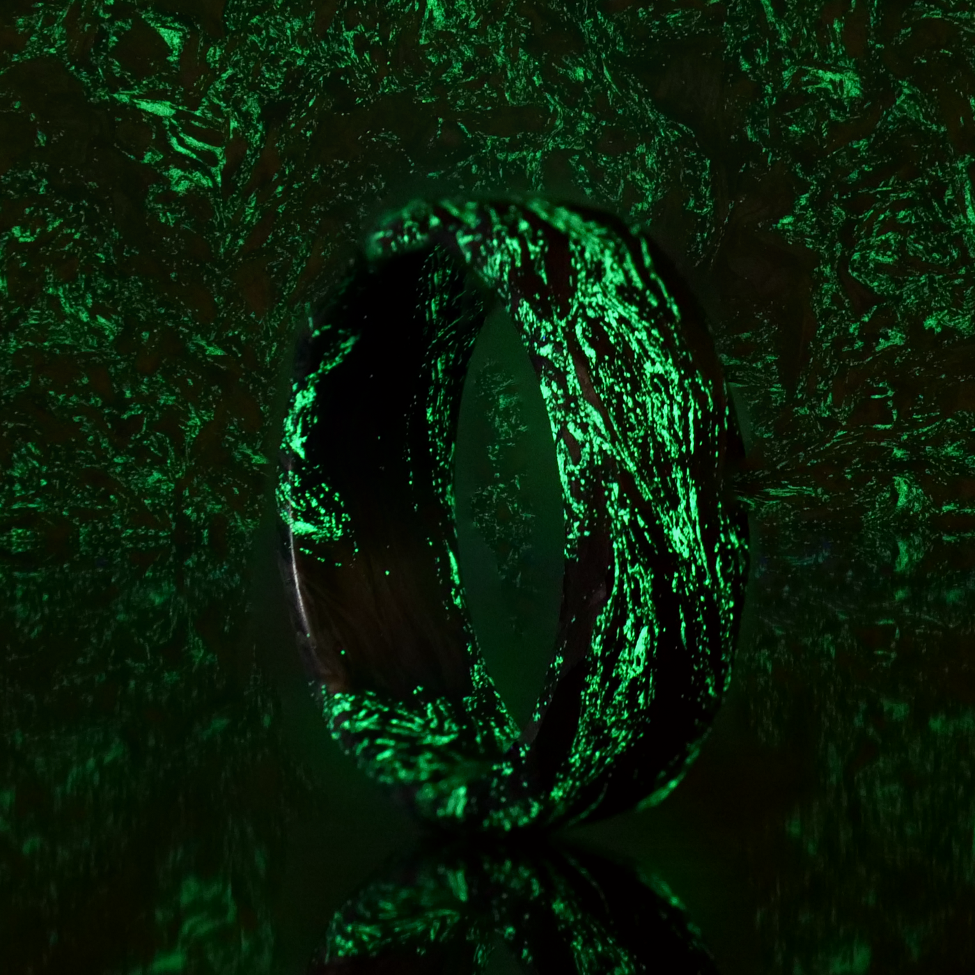 Obsidian Green Glow Burl Carbon Fiber Ring - Patrick Adair Designs