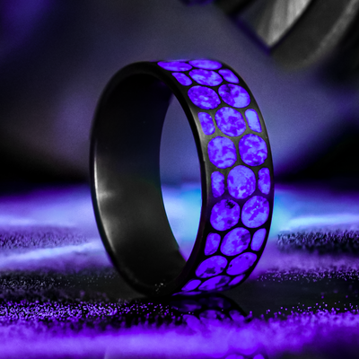 Hexagon Lavender Opal Glowstone Ring on Titanium - Patrick Adair Designs