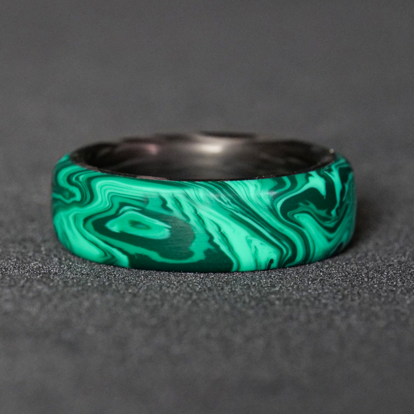 Malachite Trustone and Carbon Fiber Ring - Patrick Adair Designs