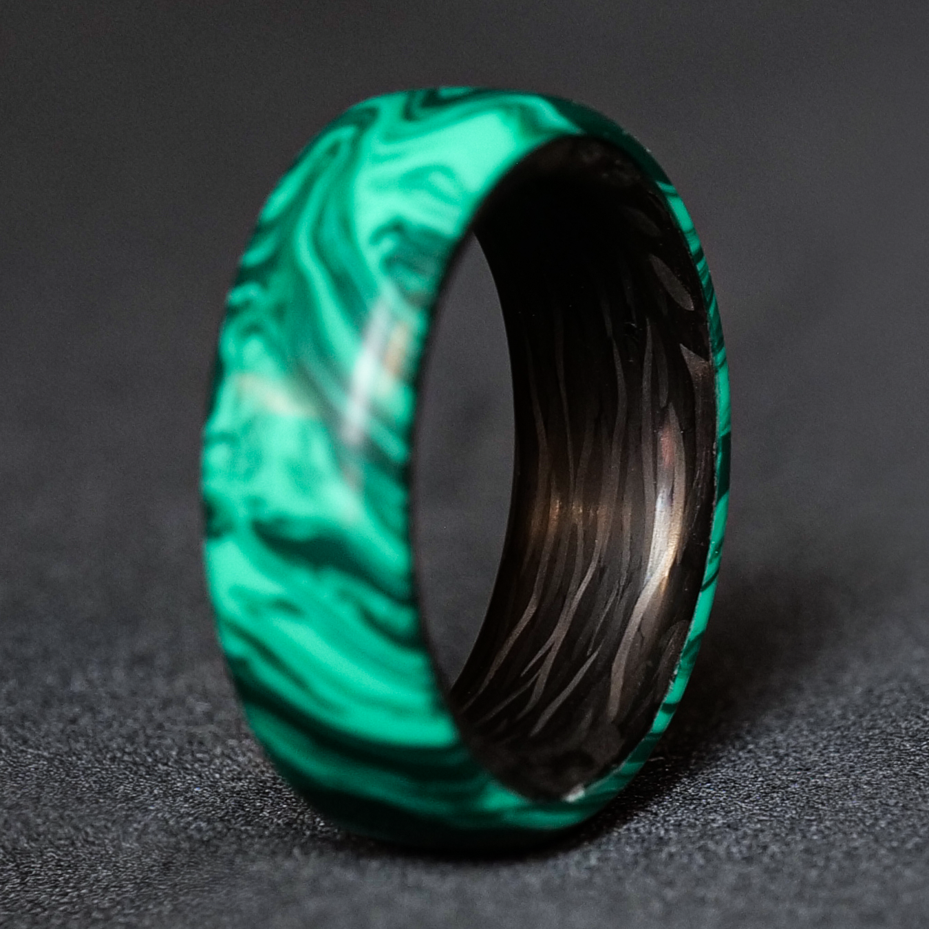 Malachite Trustone and Carbon Fiber Ring - Patrick Adair Designs