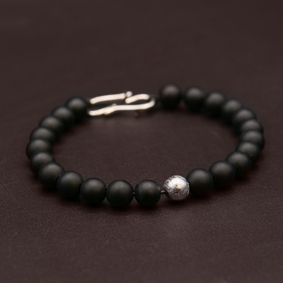 Meteorite Bracelet with Matte Black Onyx Beads - Patrick Adair Designs