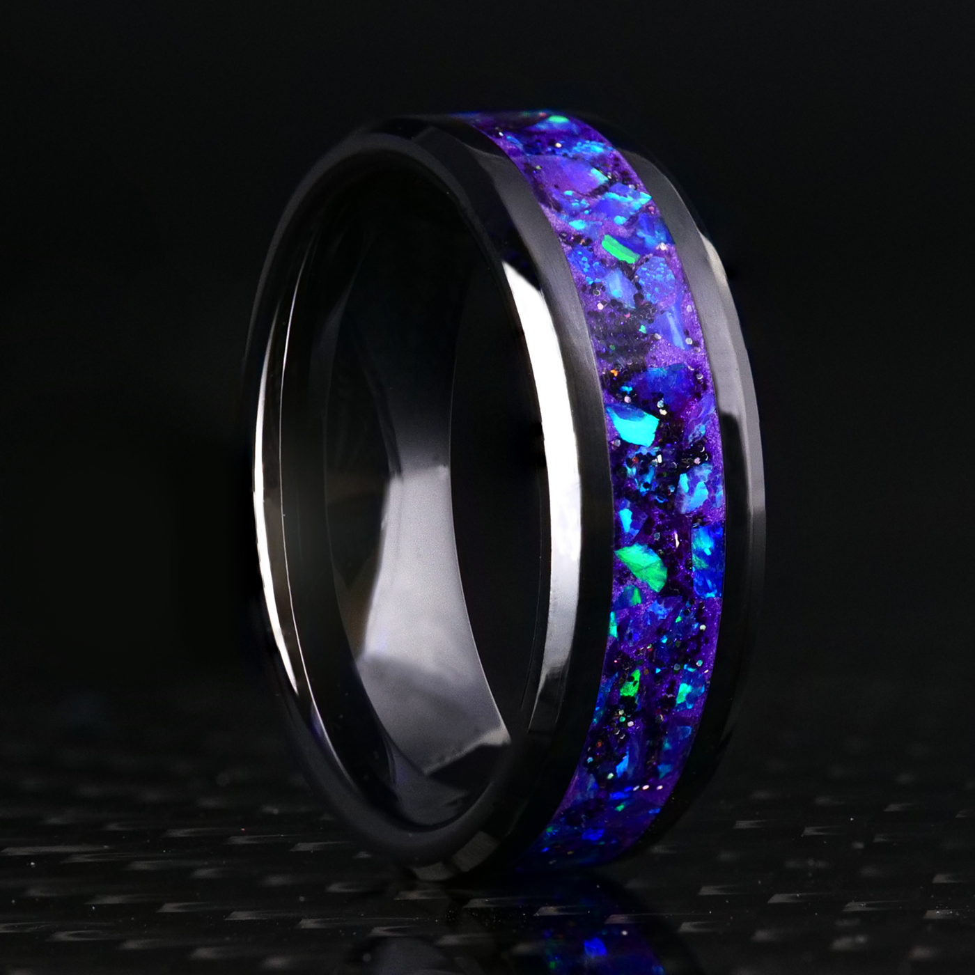 Glow Stone Rings Radiant Lavender Opal Glowstone Ring on Black Ceramic | Patrick Adair ...