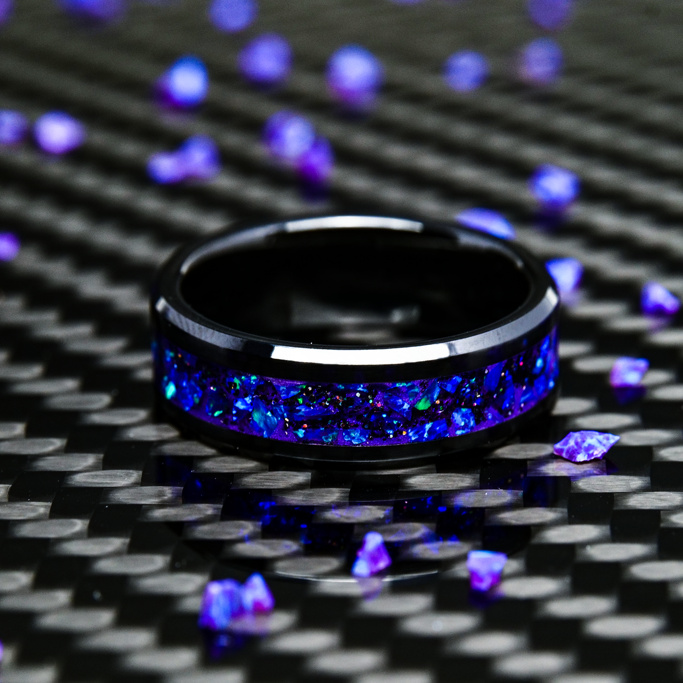 Glow Stone Rings Radiant Lavender Opal Glowstone Ring on Black Ceramic– Patrick Adair ...