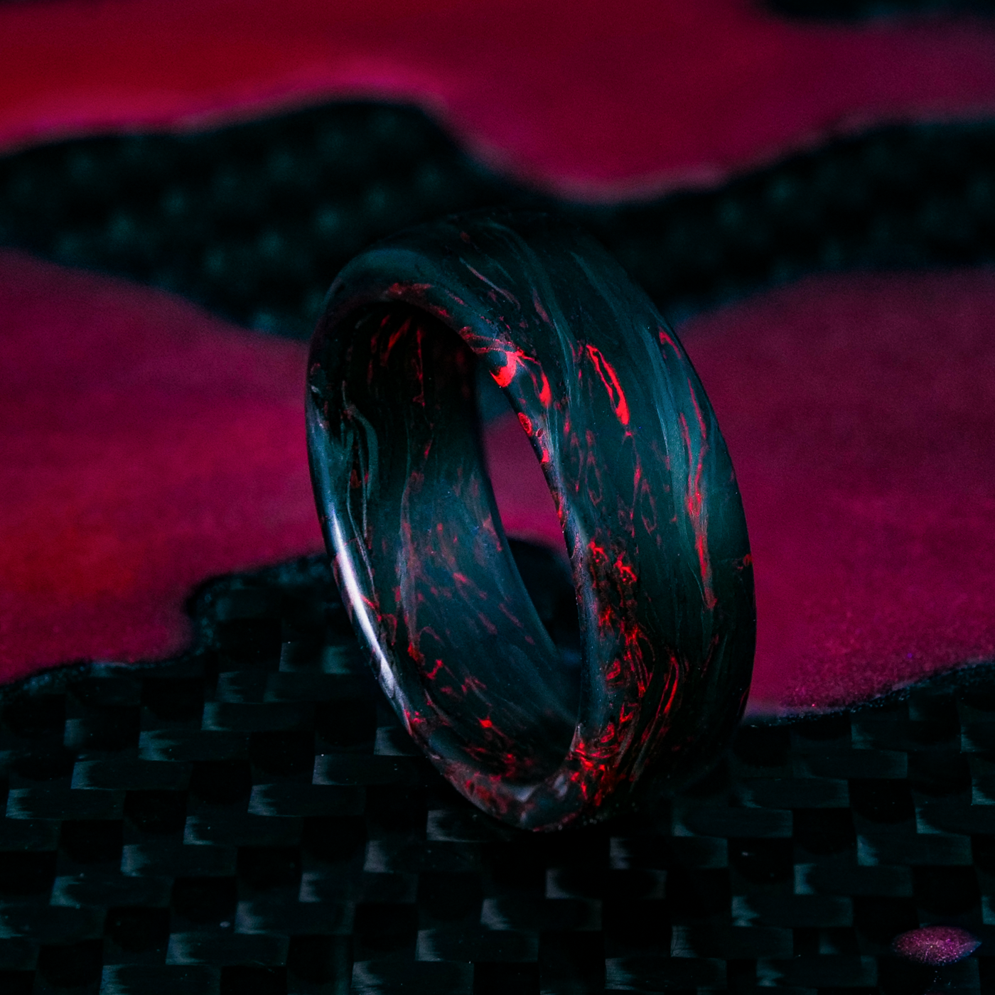 Red Burl Carbon Fiber Ring - Patrick Adair Designs