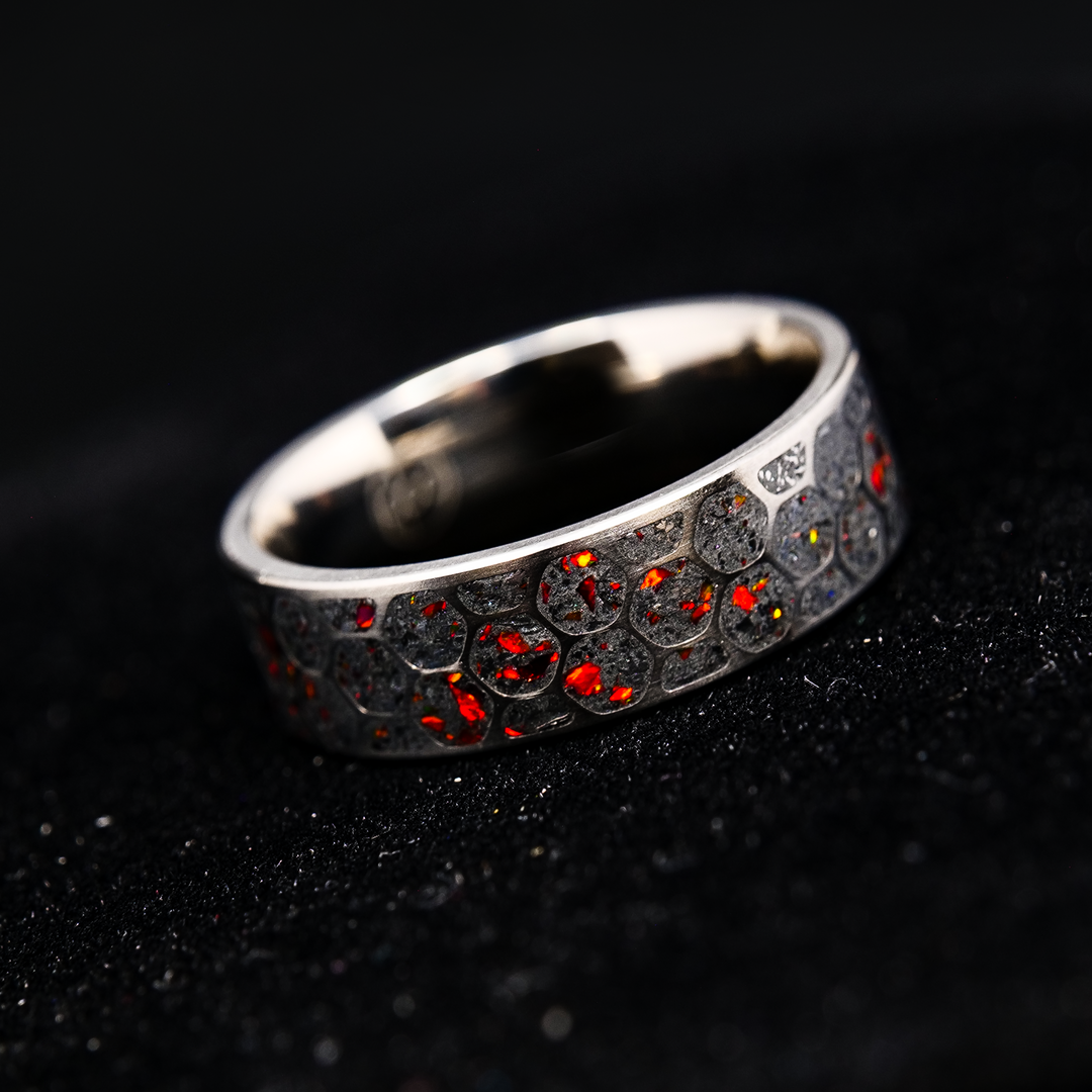 Hexagon Crimson Star Dust™ Ring | Patrick Adair Designs