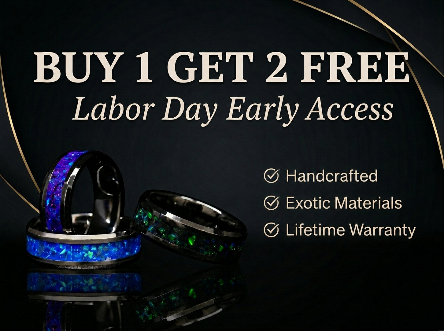 Buy 1 Get 2 Free Labor Day Early Access Sale featuring Glowstone rings