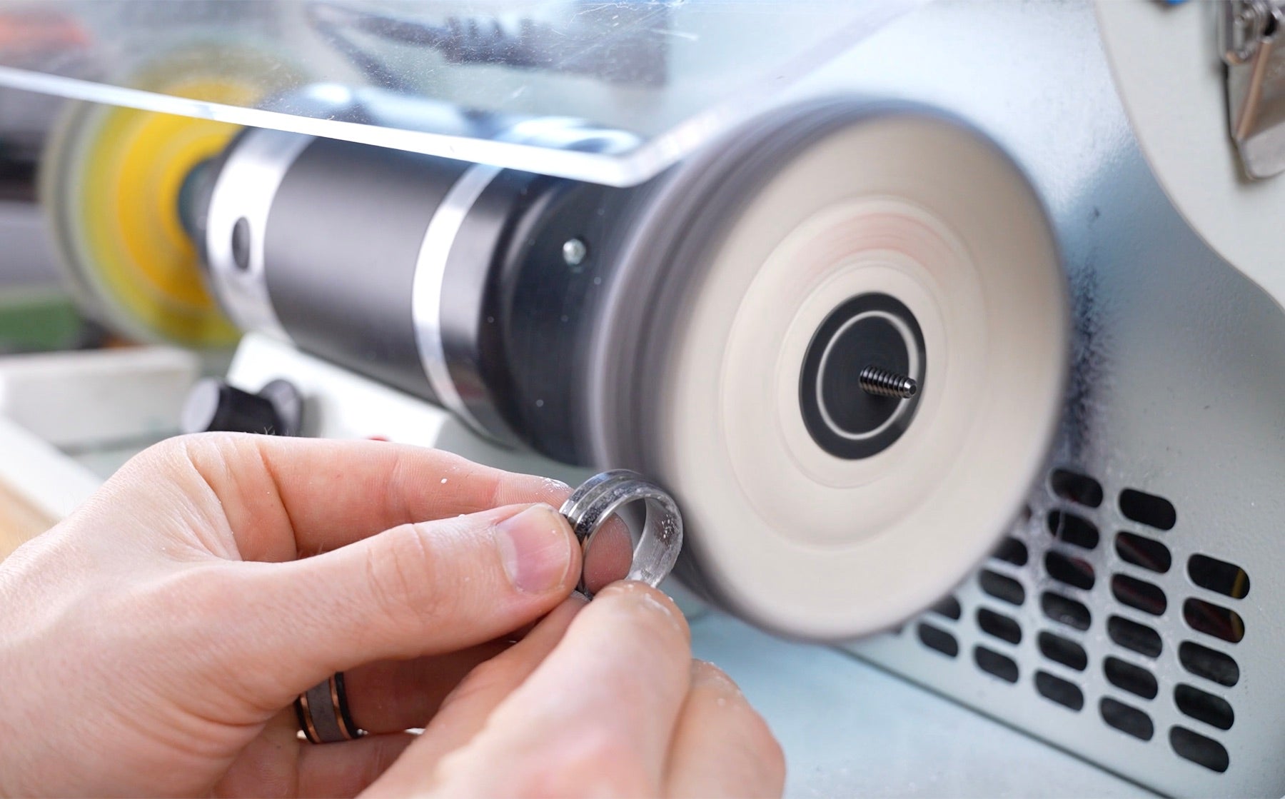 Ring being polished